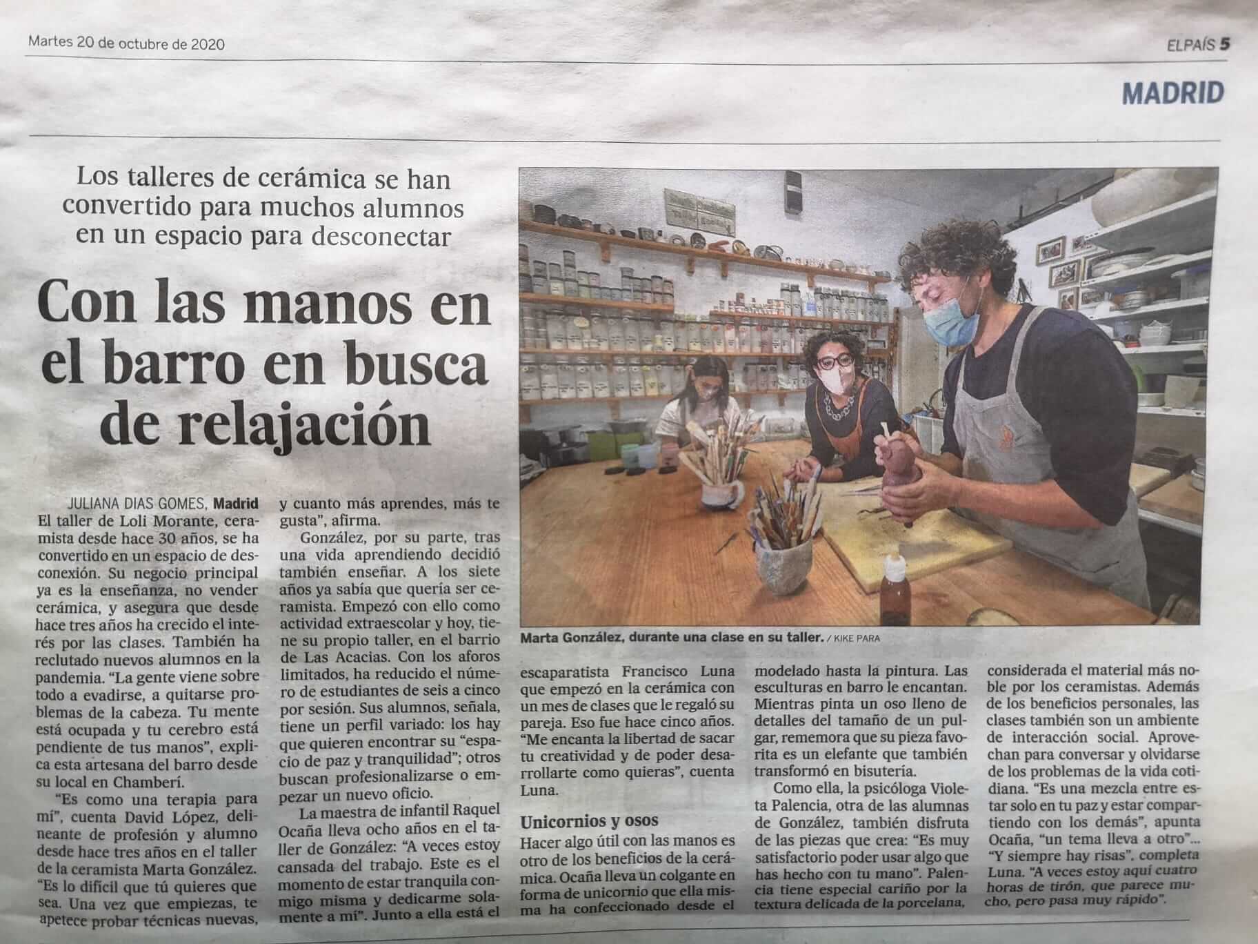Marta Cerámica en El País